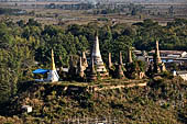 Inle Lake Myanmar. Indein, on the summit of a hill the  Shwe Inn Thein Paya a cluster of hundreds of ancient stupas. Many of them are ruined and overgrown with bushes.